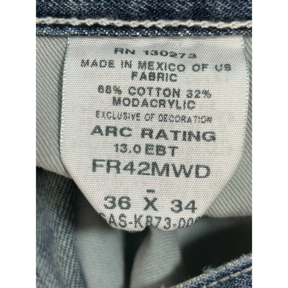 Wrangler 20x FR Jeans Mens 36x34 Arc 13.0 EBT FR42MWD HRC2 2112 Flame Resistant - Picture 9 of 14